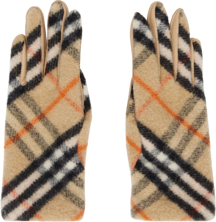 Рукавички Burberry Wool Gloves With Check Pattern бежевий | 8097265