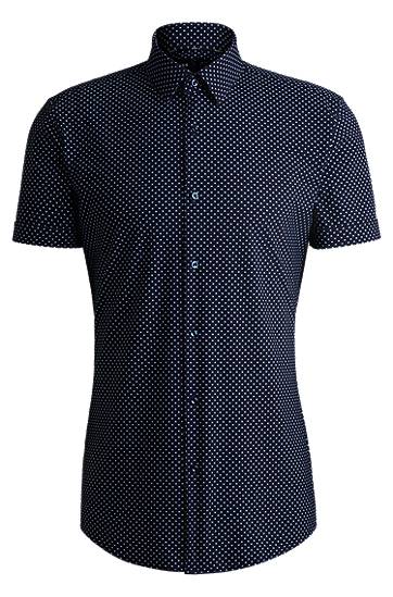 Сорочка BOSS Slim Fit Performance-Stretch Printed Jersey Shirt темно-синій | 50539369