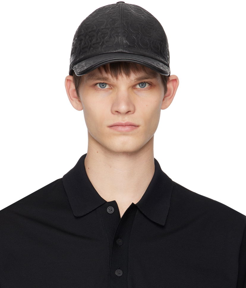 Кепка FERRAGAMO Leather Baseball Cap чорний | 751009
