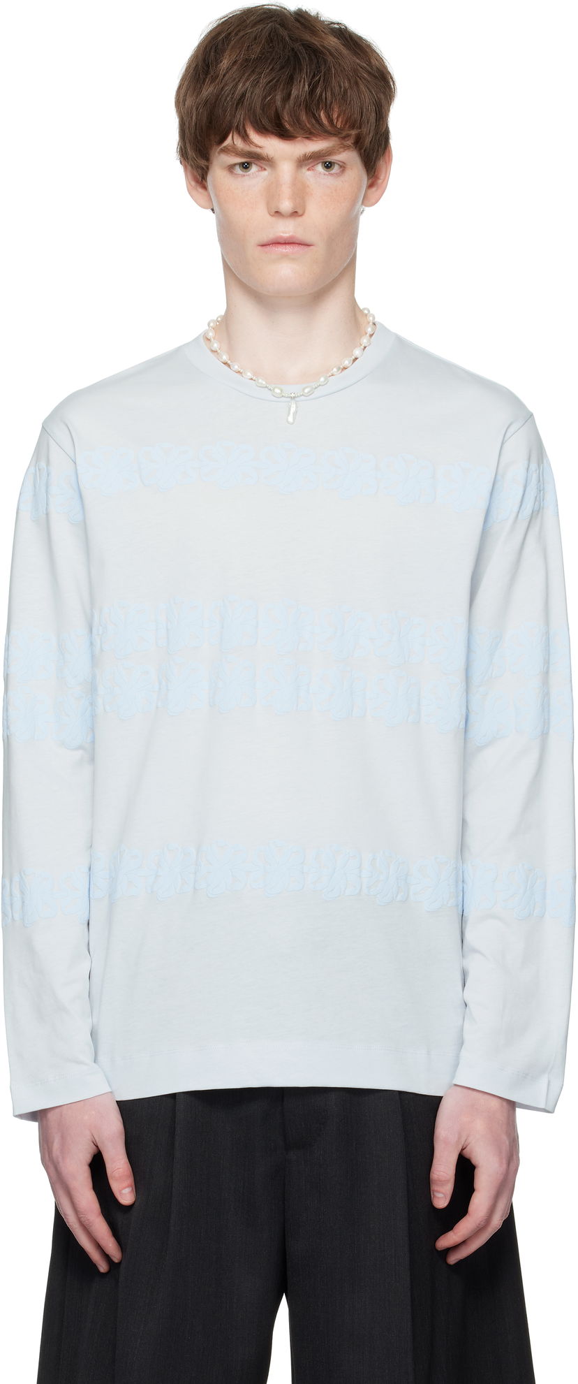 Футболка Simone Rocha Simone Rocha Daisy Chain Print Long Sleeve T-shirt Синій | 5194P47P48-M 0569