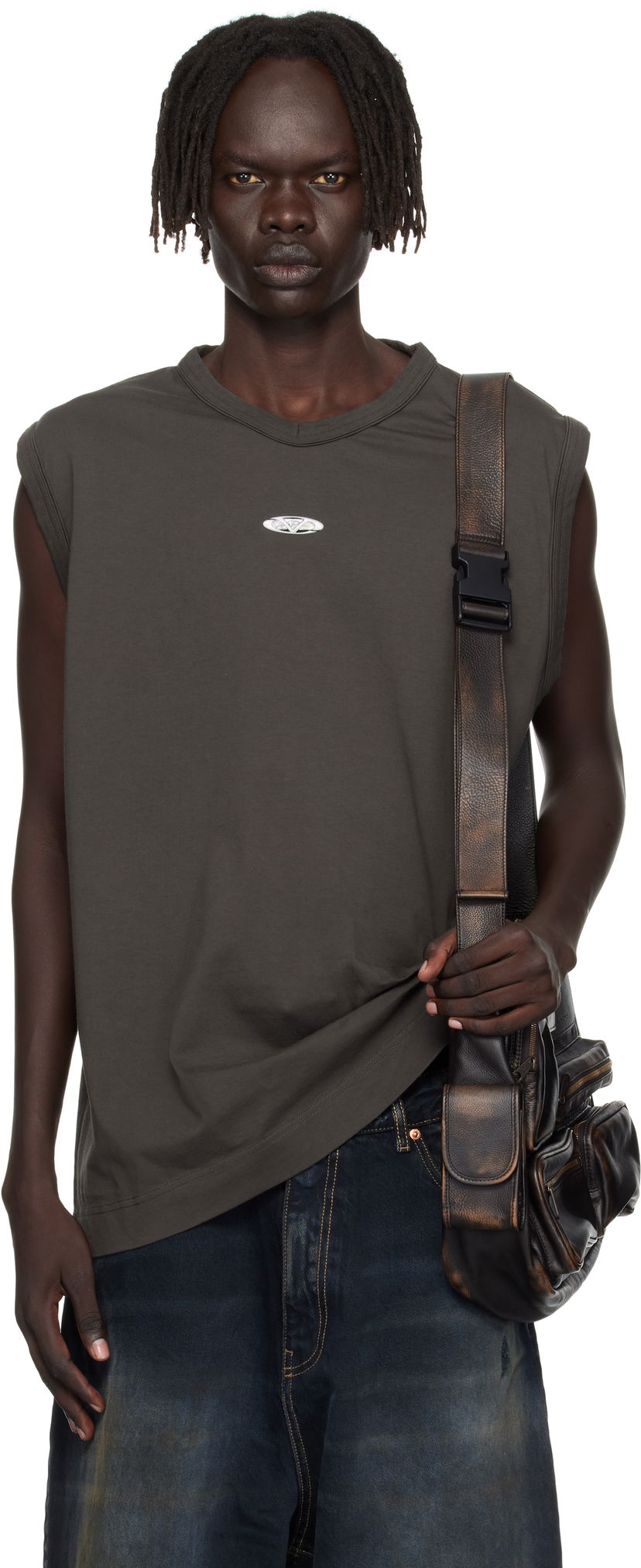 Безрукавка VETEMENTS Vetements Oval Logo Jersey Tank Top Сірий | UH76TR550C