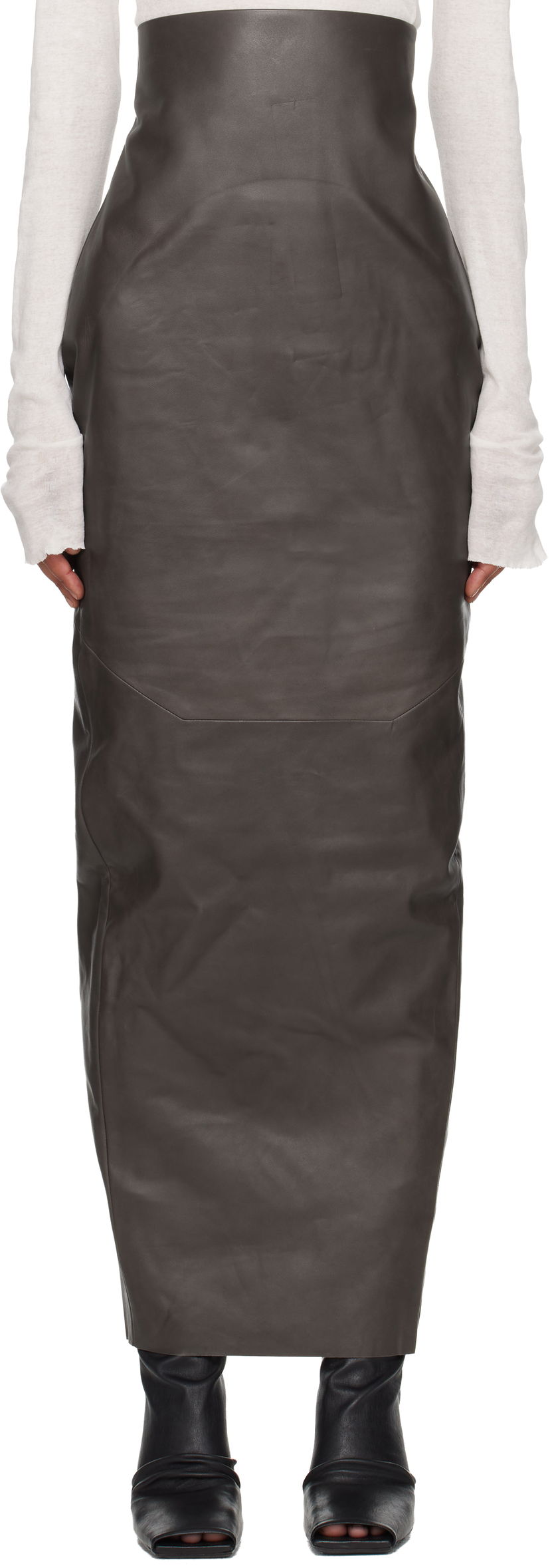 Спідниця Rick Owens Rick Owens Concordians Pillar Leather Maxi Skirt Сірий | RP02E4344 LBY