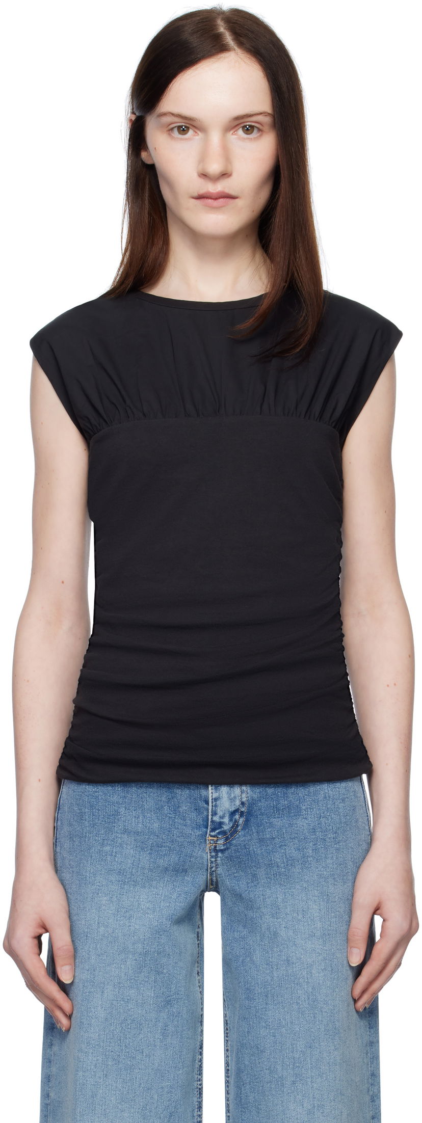 Безрукавка rag & bone Rag & Bone Mica Banded Top чорний | WCC24HT009M409