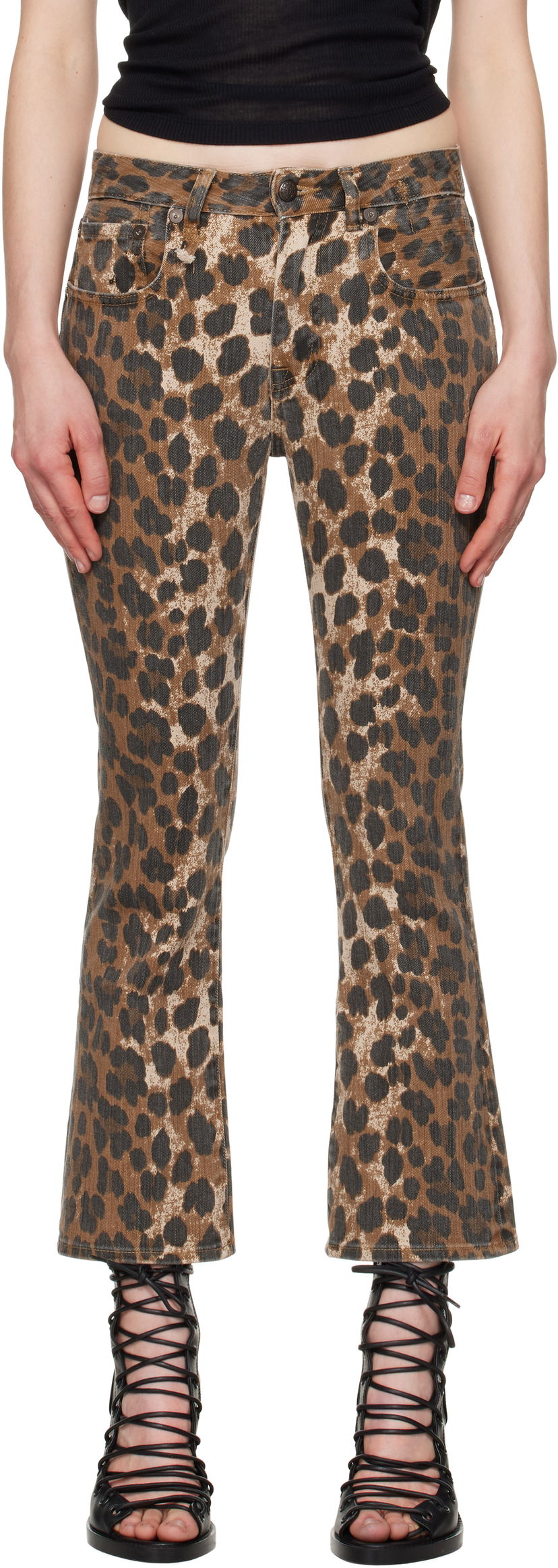 Джинси R13 R13 Leopard Print Kick Fit Jeans Коричневий | R13W0009-D278A