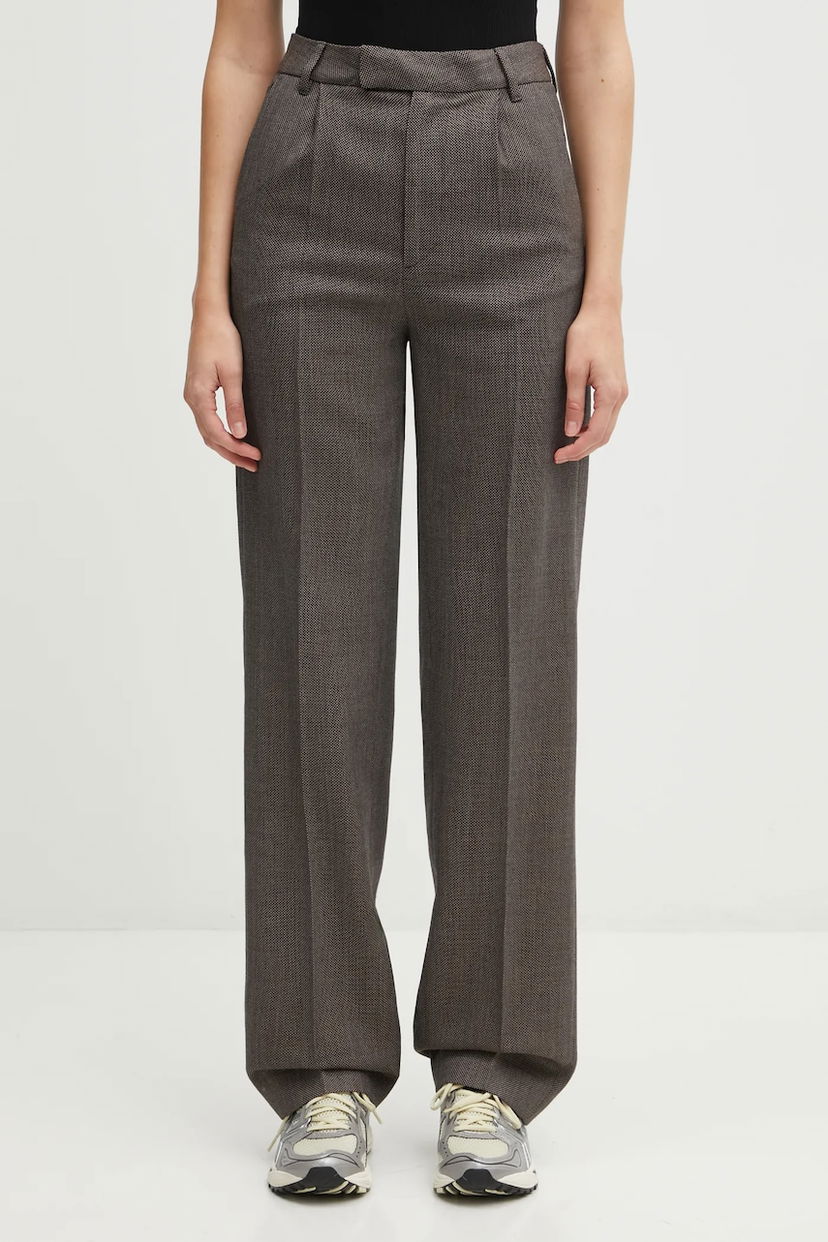 Штани Maison Margiela Wool Pleated High Waist Wide-Leg Trousers Коричневий | S62KB0247.M35636.001F