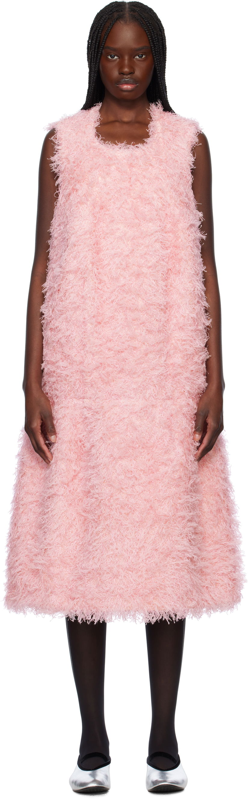 плаття Comme des Garçons Comme des Garçons Sleeveless Faux-Fur Midi Dress Рожевий | GO-O005-051-1