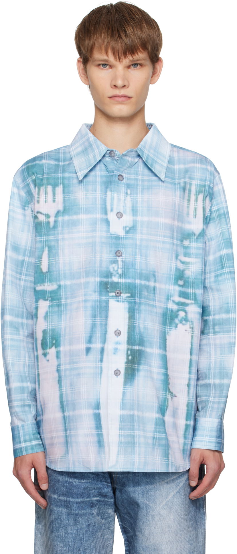 Сорочка Andersson Bell Andersson Bell Trompe L'oeil Printed Check Shirt Синій | atb1340m