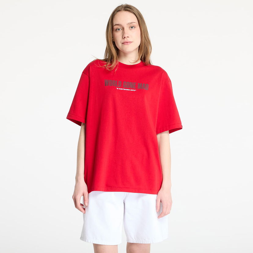 Футболка BAPE A BATHING APE Slogan Relaxed Fit T-Shirt Червоний | 001TEL301318MRED