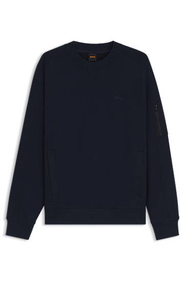 Світшоти BOSS Sweatshirt with Zipped Sleeve Pocket темно-синій | 50543458