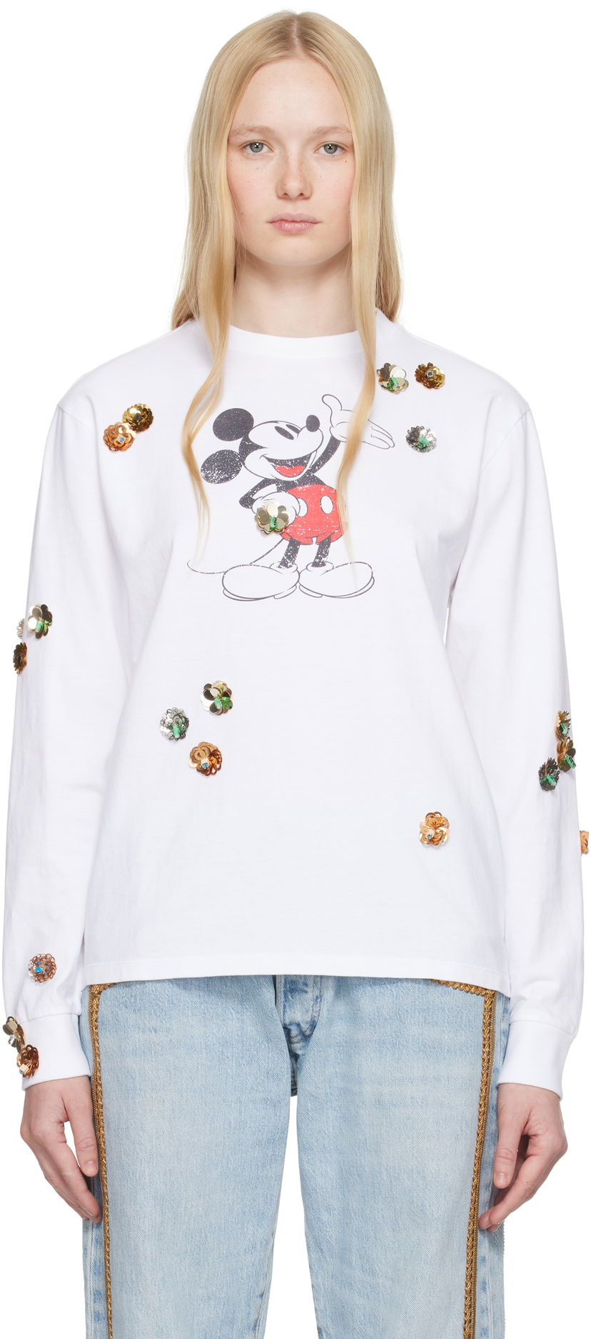 Cветр Coperni Coperni Disney Mickey Long Sleeve T-Shirt білий | DJS157SFF5037