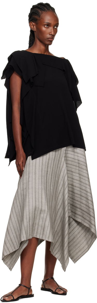 Футболка Yohji Yamamoto YOHJI YAMAMOTO High Twisted Crepe & Interlock Draped T-shirt чорний | FP-T38-082, 3