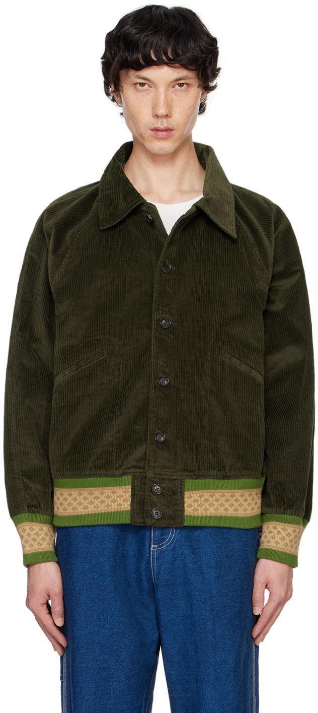 Куртка бомбер Bode Rib Banbury Bomber Jacket Зелений | MRF24JA012