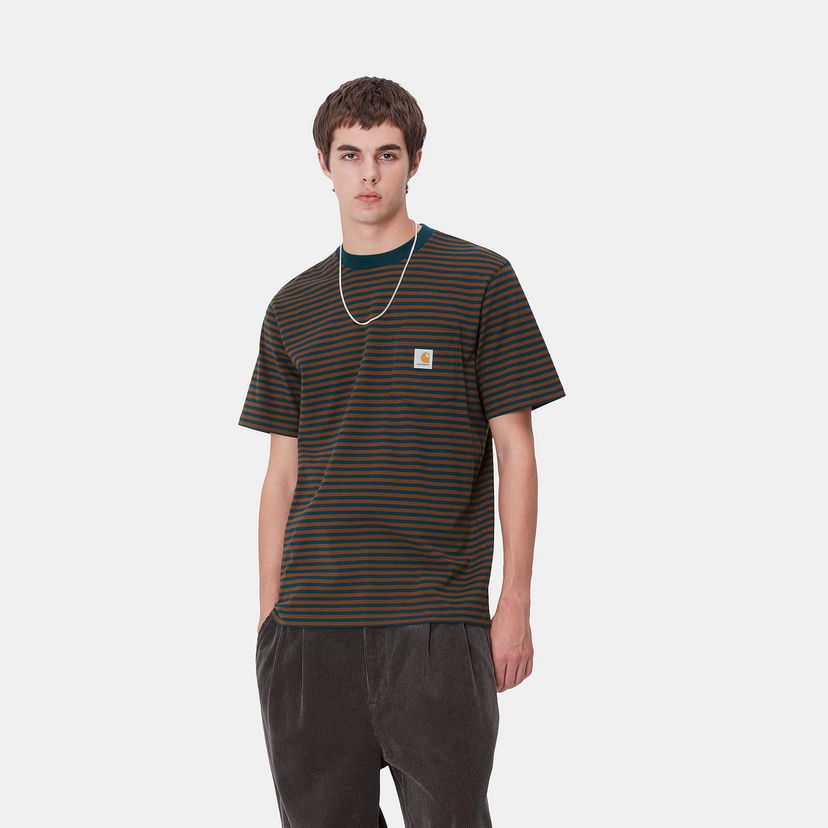 Футболка Carhartt WIP Striped Pocket T-Shirt Коричневий | I033816_9