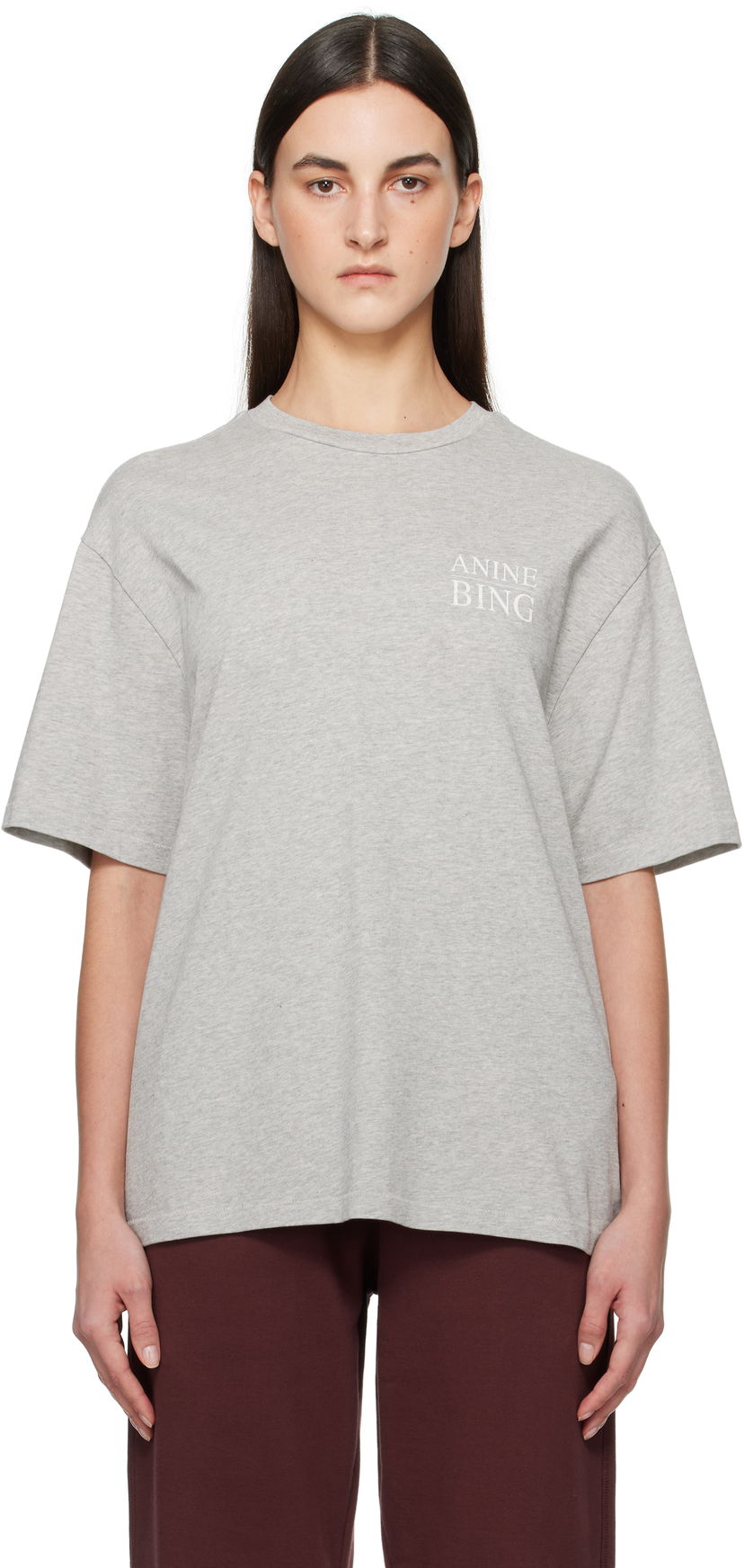 Футболка Anine Bing Anine Bing Myers Serif T-Shirt Сірий | A-08-10522-WAGR1