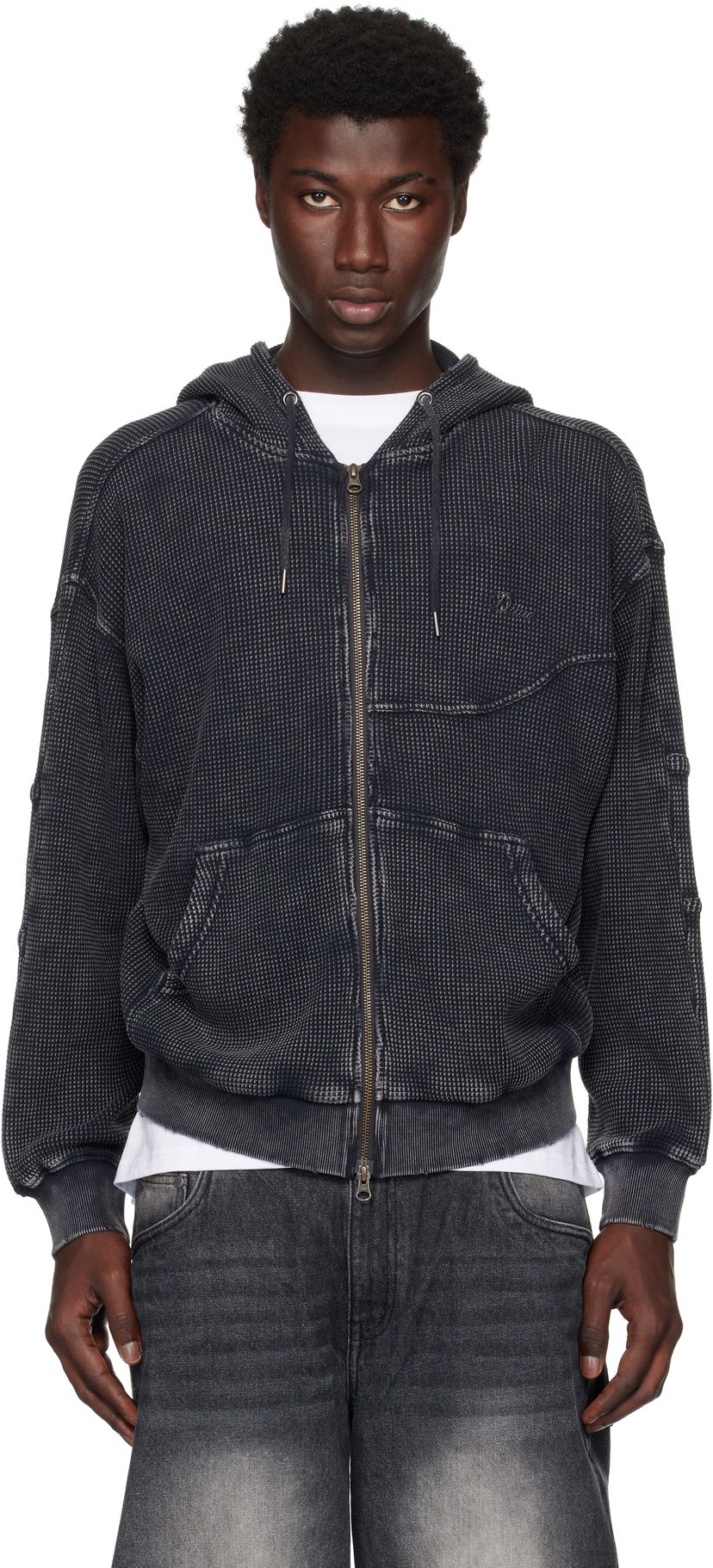 Світшоти Dime Dime Premium Waffle Zip Hoodie чорний | DIMESU258BLK