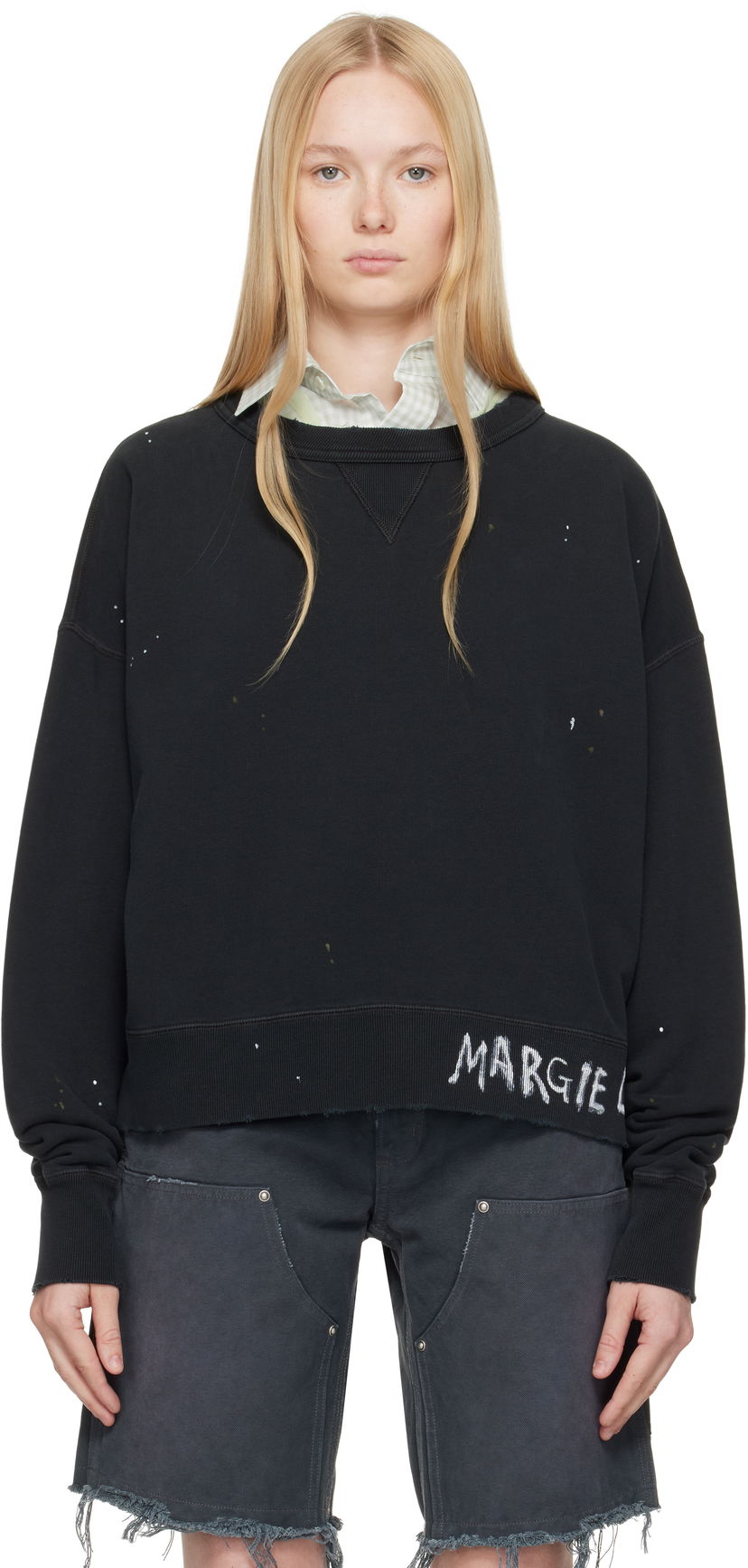 Cветр Maison Margiela Maison Margiela Graffiti Logo Sweatshirt чорний | S50GU0237 M25019
