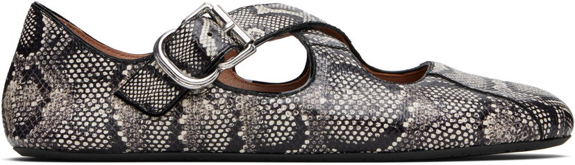 Кросівки та взуття Alaïa ALAÏA Criss Cross Snake Ballerina Flats чорний | AA3A046I054