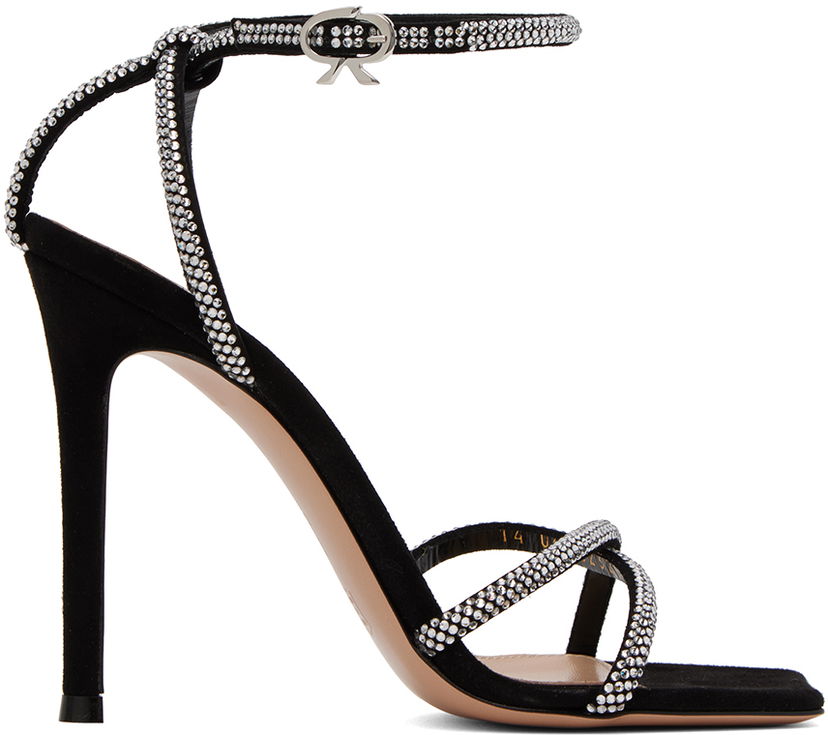 Кросівки та взуття Gianvito Rossi Crystal-Embellished Suede Sandals чорний | G32326.15RIC.CAM