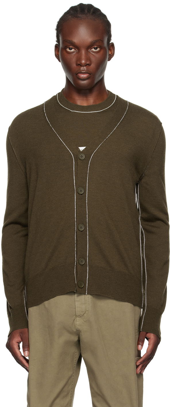 Cветр Maison Margiela MM6 Khaki Virgin Wool Cardigan Коричневий | SH0HP0006 M13037