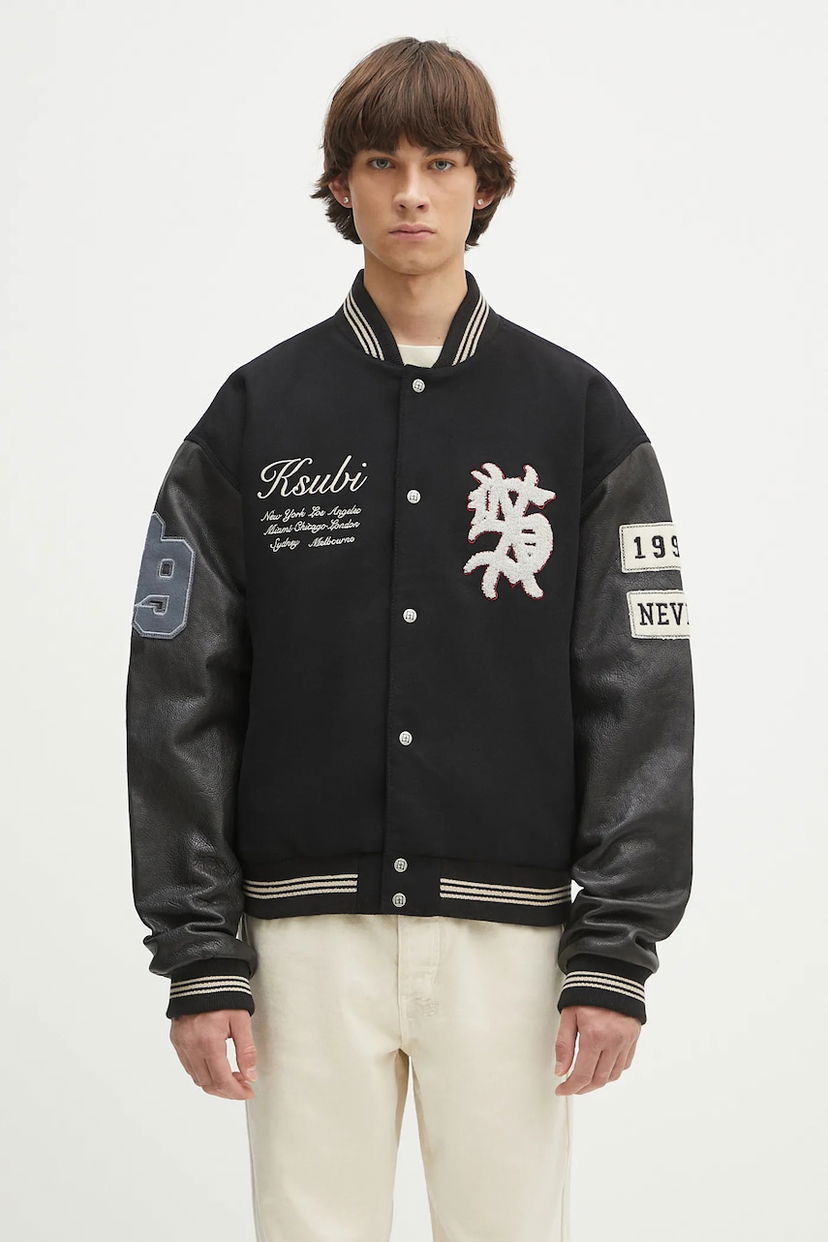 Куртка бомбер Ksubi KSUBI Playoff Varsity Bomber Jacket чорний | MSP25JK003