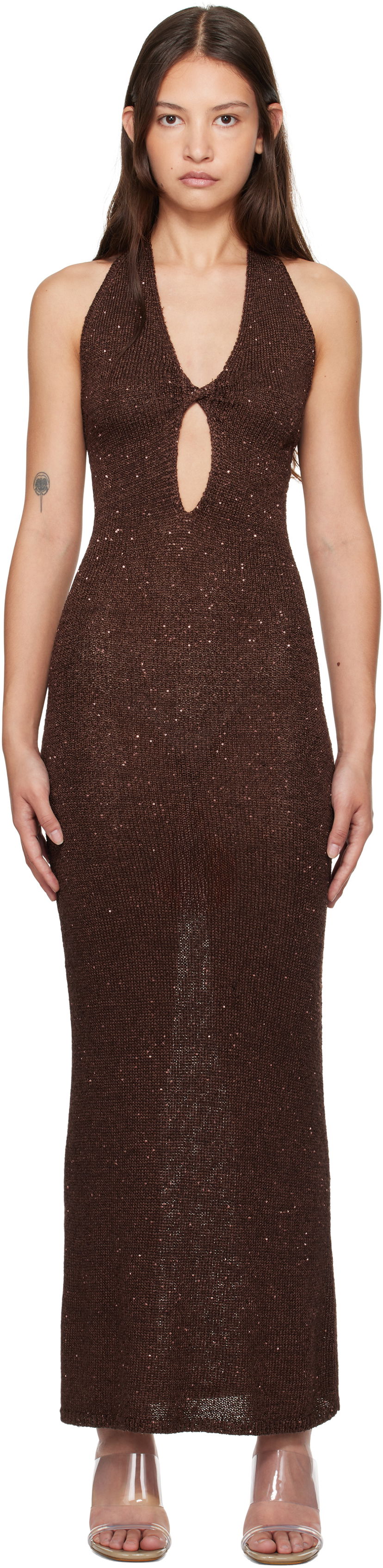 плаття BEC + BRIDGE BEC + BRIDGE Delfina Halter Midi Dress Коричневий | H24-12436
