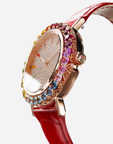 Годинник Dolce & Gabbana Dolce & Gabbana Iris Rose Gold Watch with Multi-Colored Gems and Diamonds Червоний | WWLB2GXA0XAR3723, 1