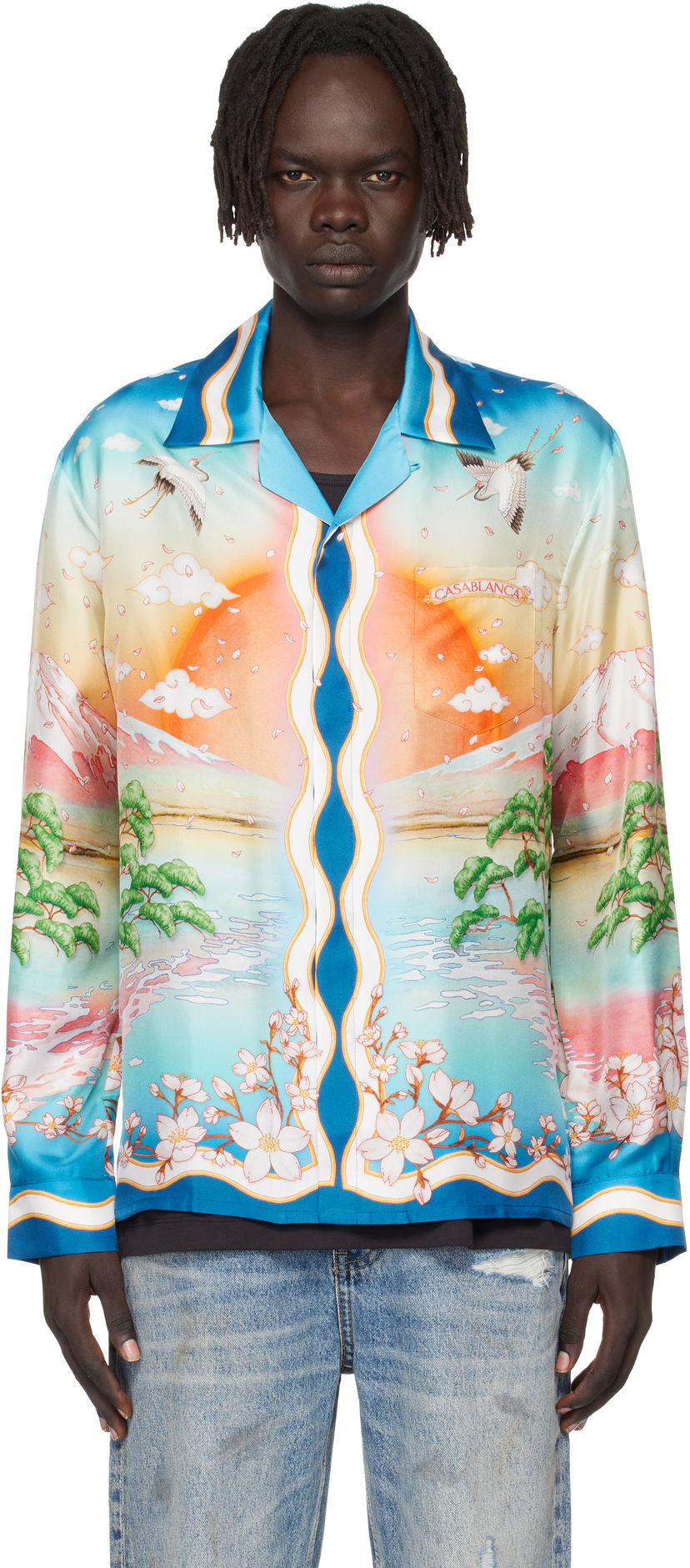 Сорочка Casablanca Casablanca 'Tennis Club' Silk Print Long Sleeve Shirt Різнокольоровий | U-MPF25-SH-006-01