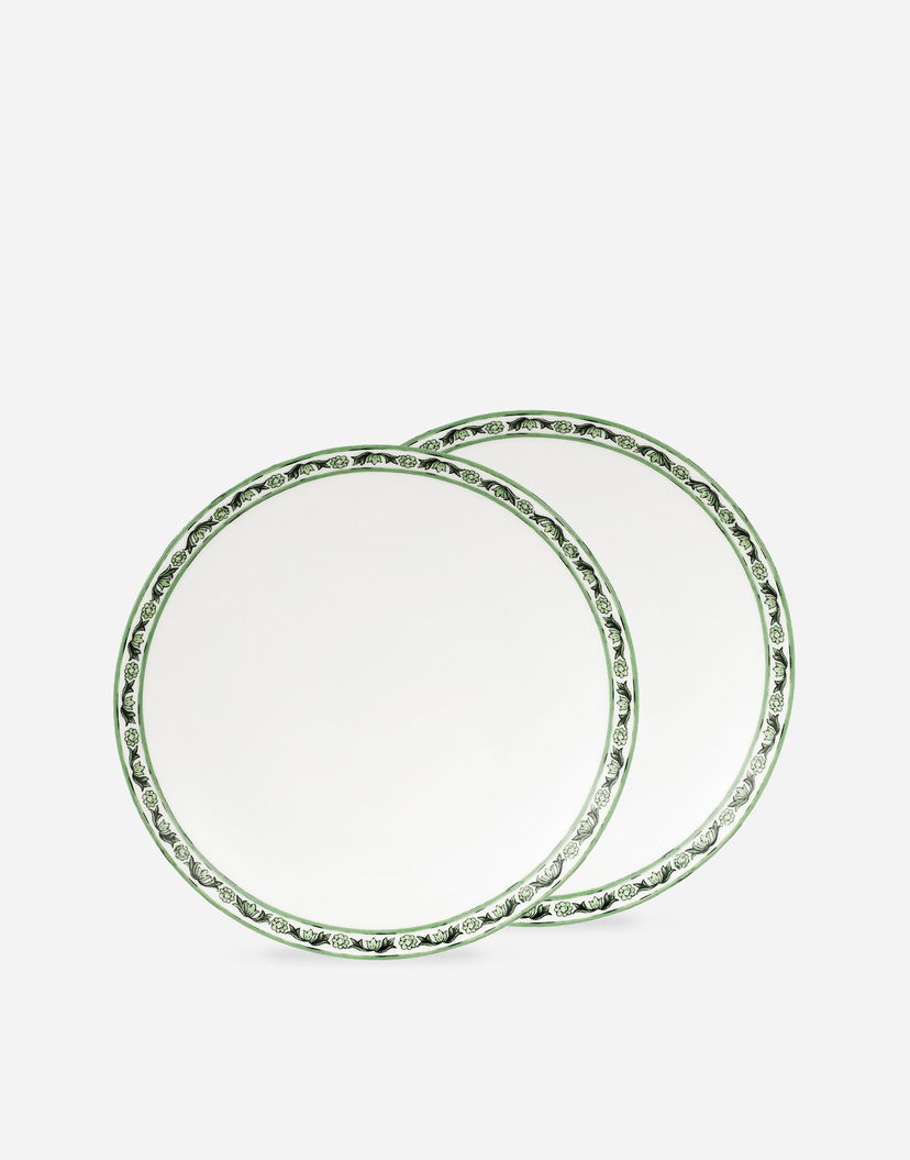 Домашній декор Dolce & Gabbana Set of 2 Porcelain Dessert Plates Зелений | TC0S03TCALIUV028