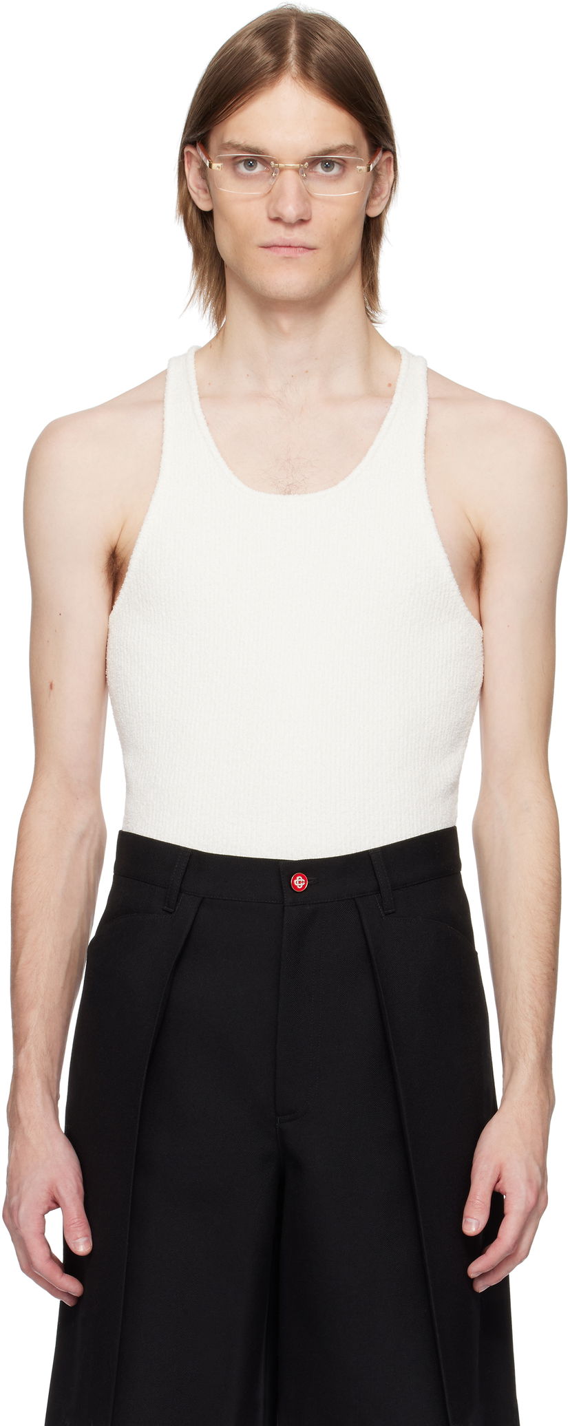 Безрукавка Casablanca Casablanca Boucle Rib Tank Top білий | MS25-KW-931-01