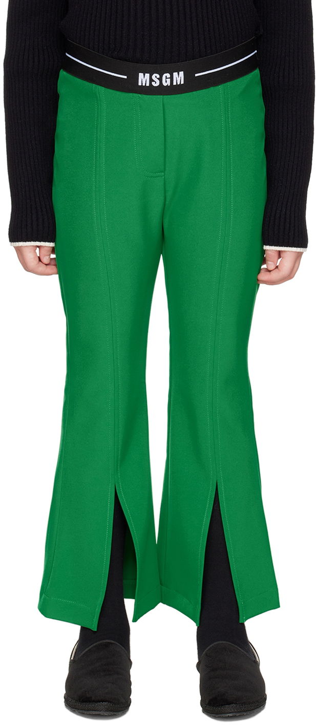 Штани MSGM MSGM Kids Flared Trousers Зелений | MS029176