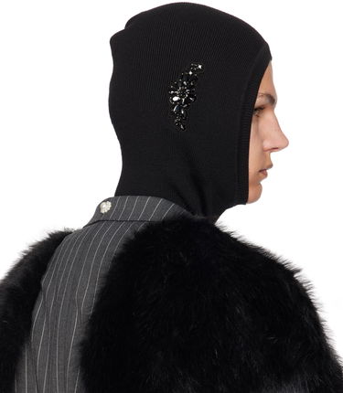 Шапка Simone Rocha Simone Rocha Merino Silk Knit Balaclava with Crystal Embellishments чорний | KMK5MB 0647, 2