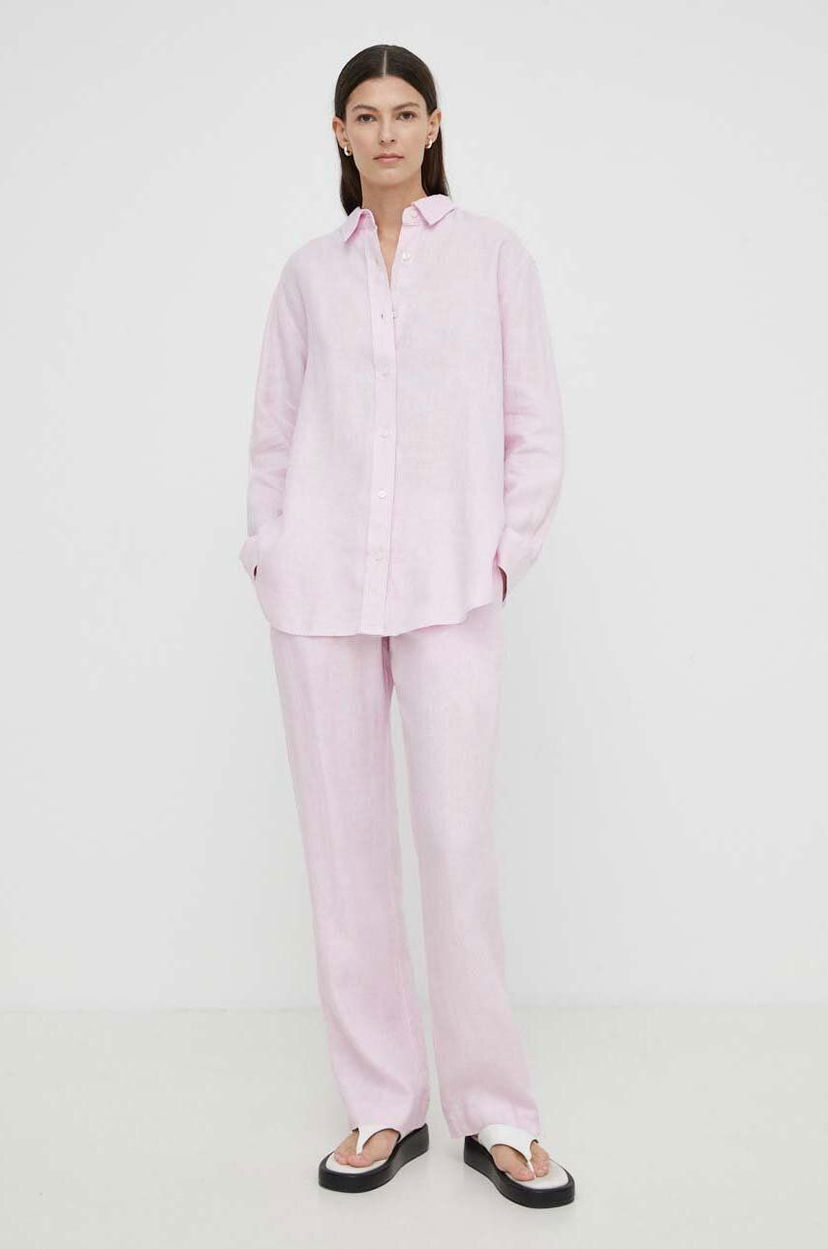 Сорочка Samsoe Samsoe Samsoe Samsoe HOYS Linen Pants and Shirt Set Рожевий | F23900002