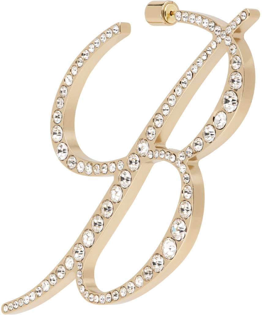 Сережки Blumarine Crystal-Embellished "B" Monogram Single Earring Металік | P444W062A, 1