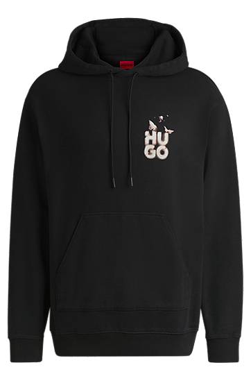Світшоти BOSS Relaxed-fit Hoodie with Seasonal Artwork чорний | 50534047