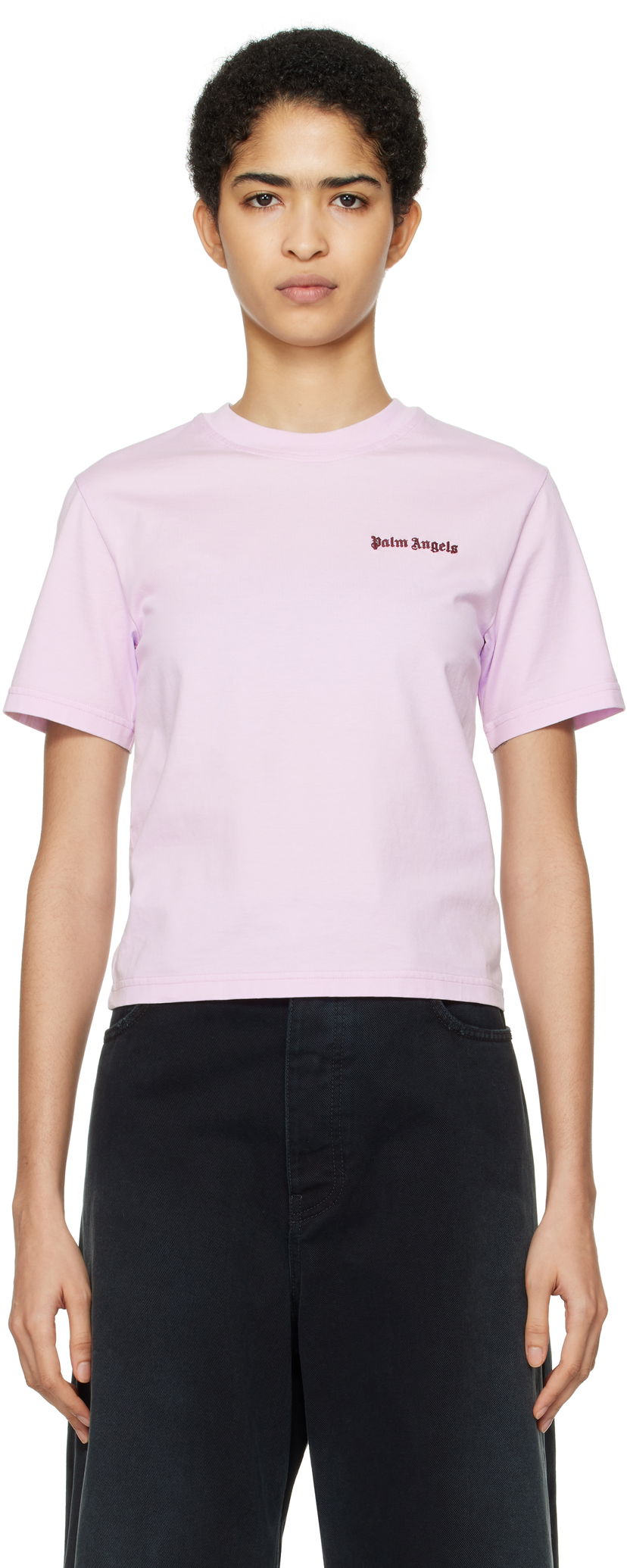 Футболка Palm Angels Classic Logo Fitted Tee Рожевий | PWAA044F24JER0013629