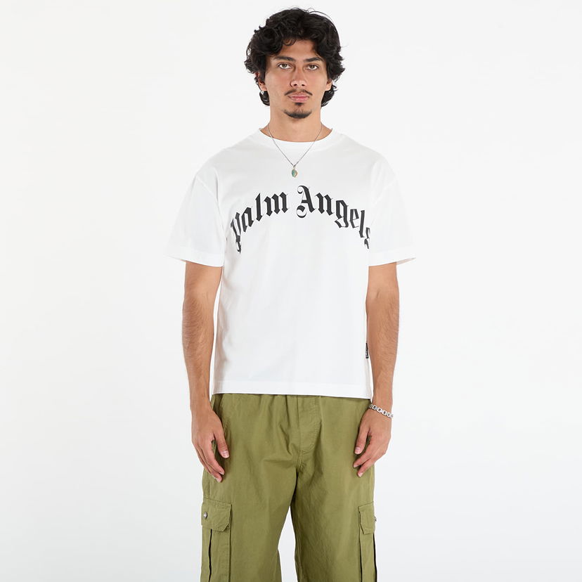 Футболка Palm Angels Palm Angels Curved Logo Regular T-Shirt білий | PMAA109F25JER0030310