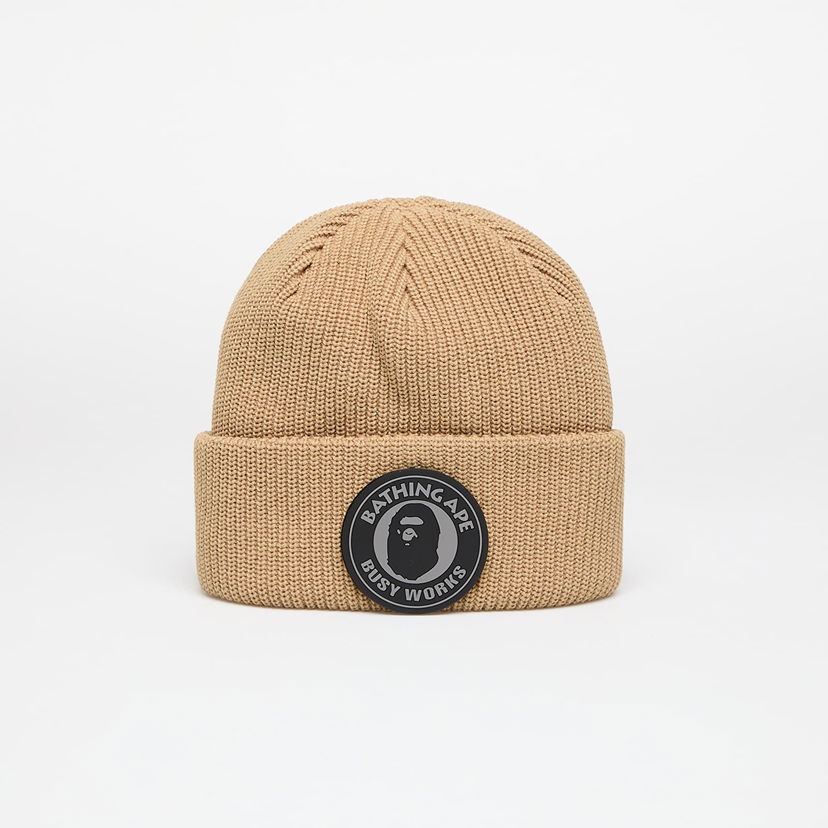 Шапка BAPE Knit Beanie with Logo Patch Коричневий | 001HTK801009M BEI