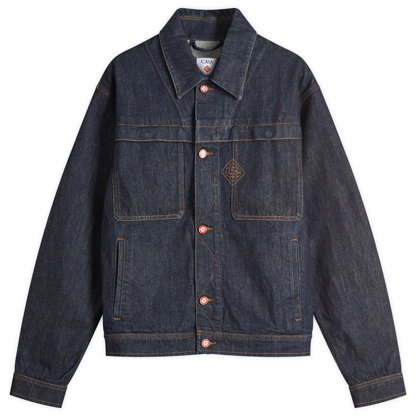 Куртка Casablanca Casablanca Embroidered Monogram Denim Jacket, Size Large Синій | MPF25-JK-401-01
