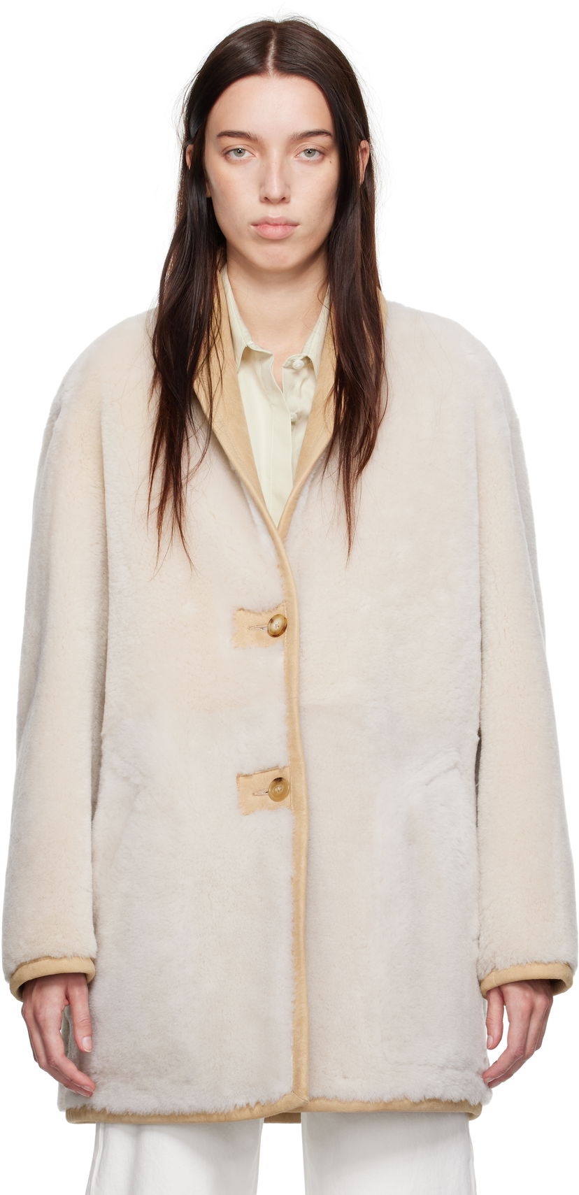 Пальто CALVIN KLEIN Shearling Coat бежевий | 81WL573-QJ5