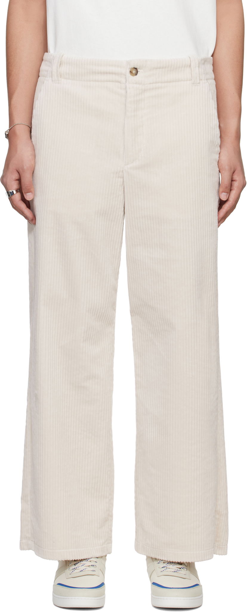 Штани A.P.C. A.P.C. River Corduroy Wide-Leg Pants бежевий | COHDW-H08470