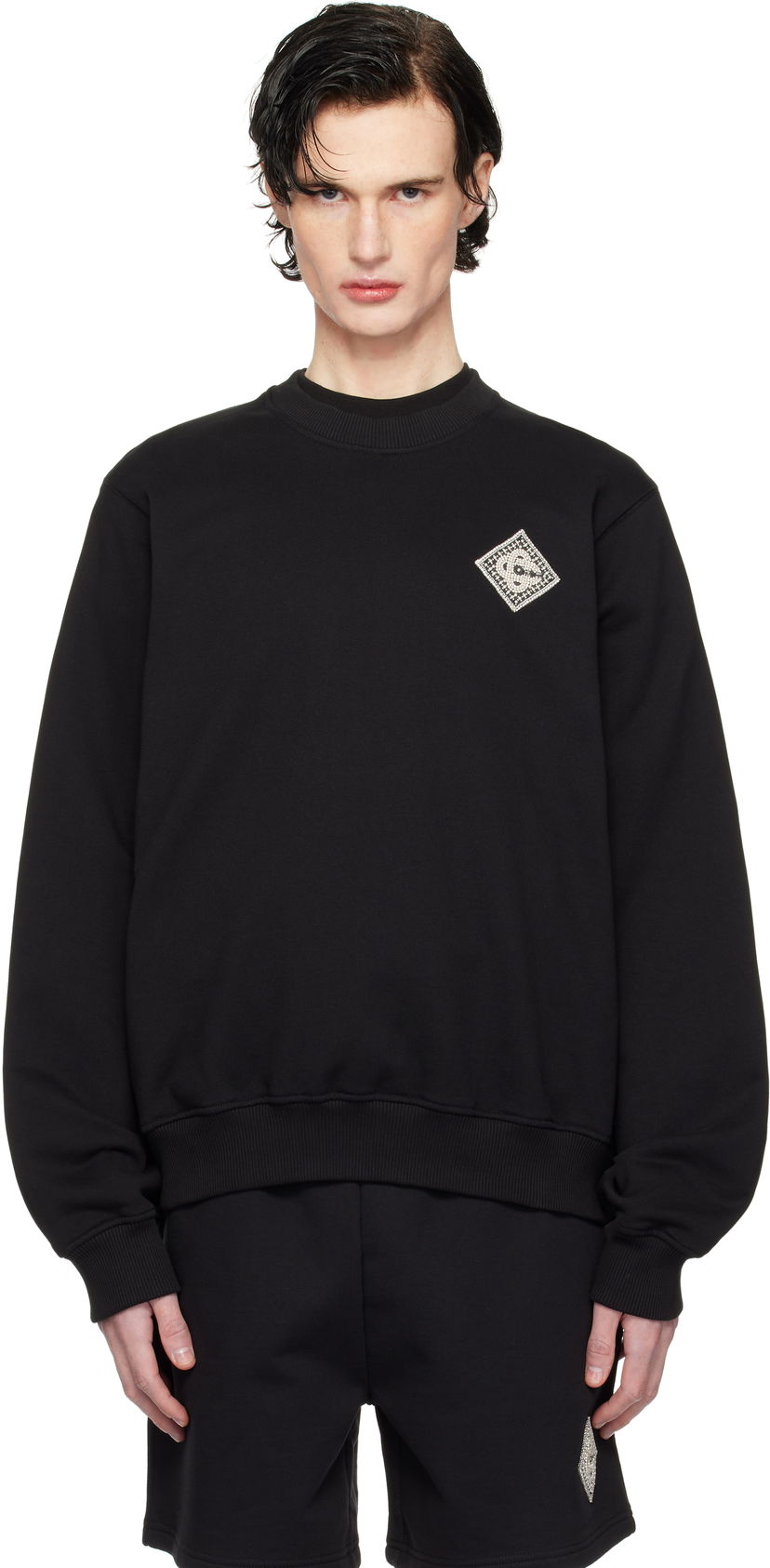 Cветр Casablanca Pearl Diamond Patch Sweatshirt чорний | MPS25-JTP-293-06