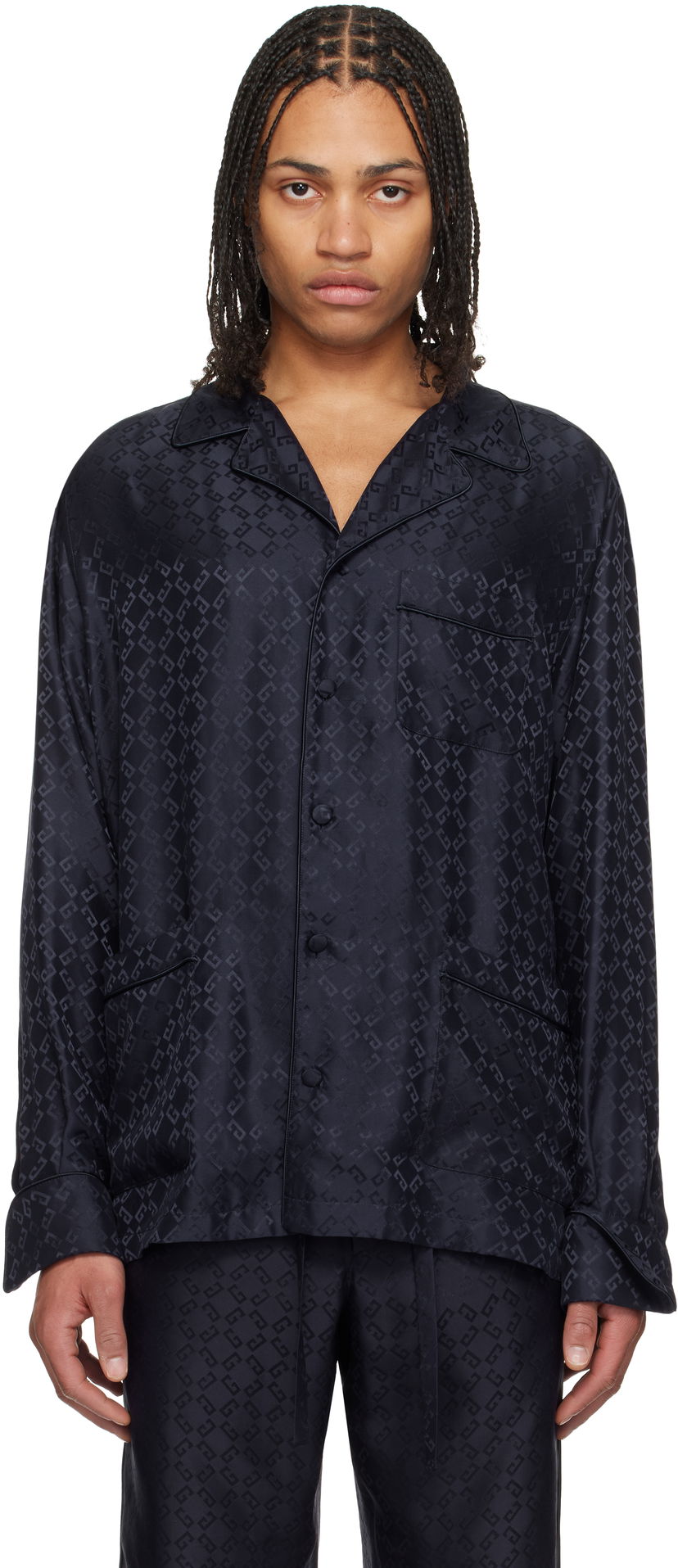 піжами Givenchy Givenchy Monogram 72 Jacquard Pyjama Shirt чорний | BM612J15U4401