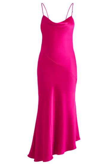 плаття BOSS Satin Cowl Neck Asymmetrical Hem Midi Slip Dress Рожевий | 50538974