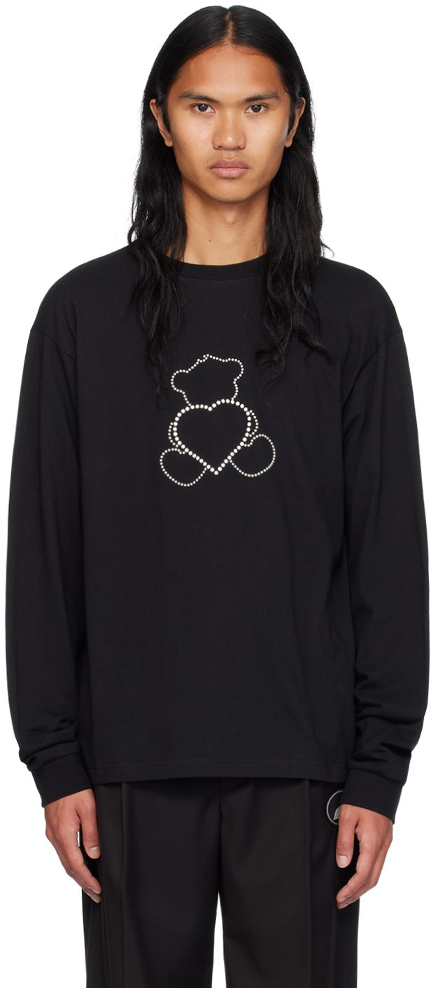 Футболка We11done Pearl Bear Long Sleeve T-Shirt чорний | WD-TT2-24-781-U-BK