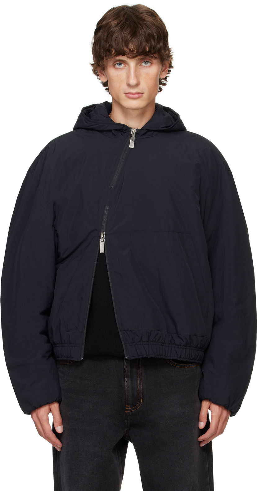 Пуховик ADER ERROR Hooded Asymmetrical Zip Jacket чорний | BN01FWJK1302BK