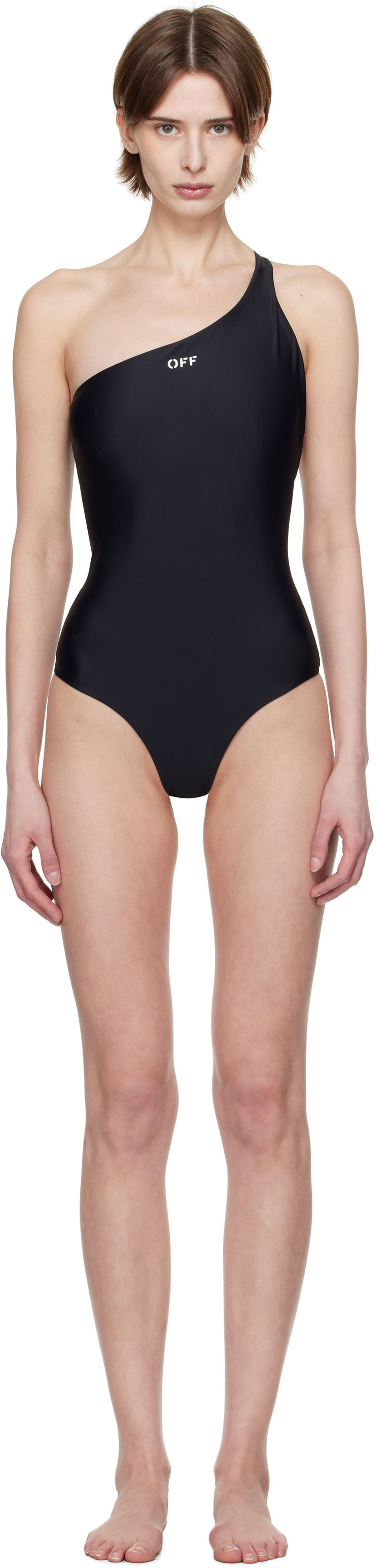 Купальники Off-White Off-White One-Shoulder Swimsuit чорний | OWFC017C99FAB0031001