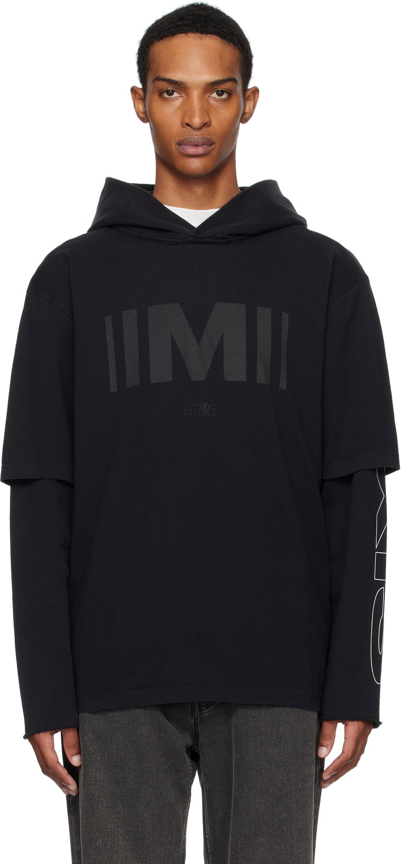 Світшоти Maison Margiela MM6 Maison Margiela Printed Layered Hoodie чорний | SH0GU0032 M20050