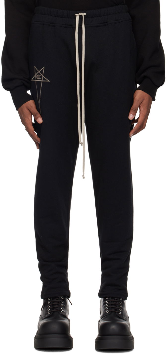 Спортивні штани Rick Owens Embroidered Logo Cotton-Jersey Sweatpants чорний | CM01D0471 CHFE