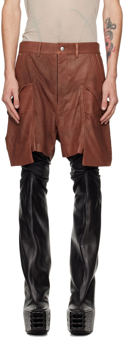 Шорти Rick Owens Rick Owens Porterville Stefan Cargo Leather Shorts чорний | RU02D6382 LBA