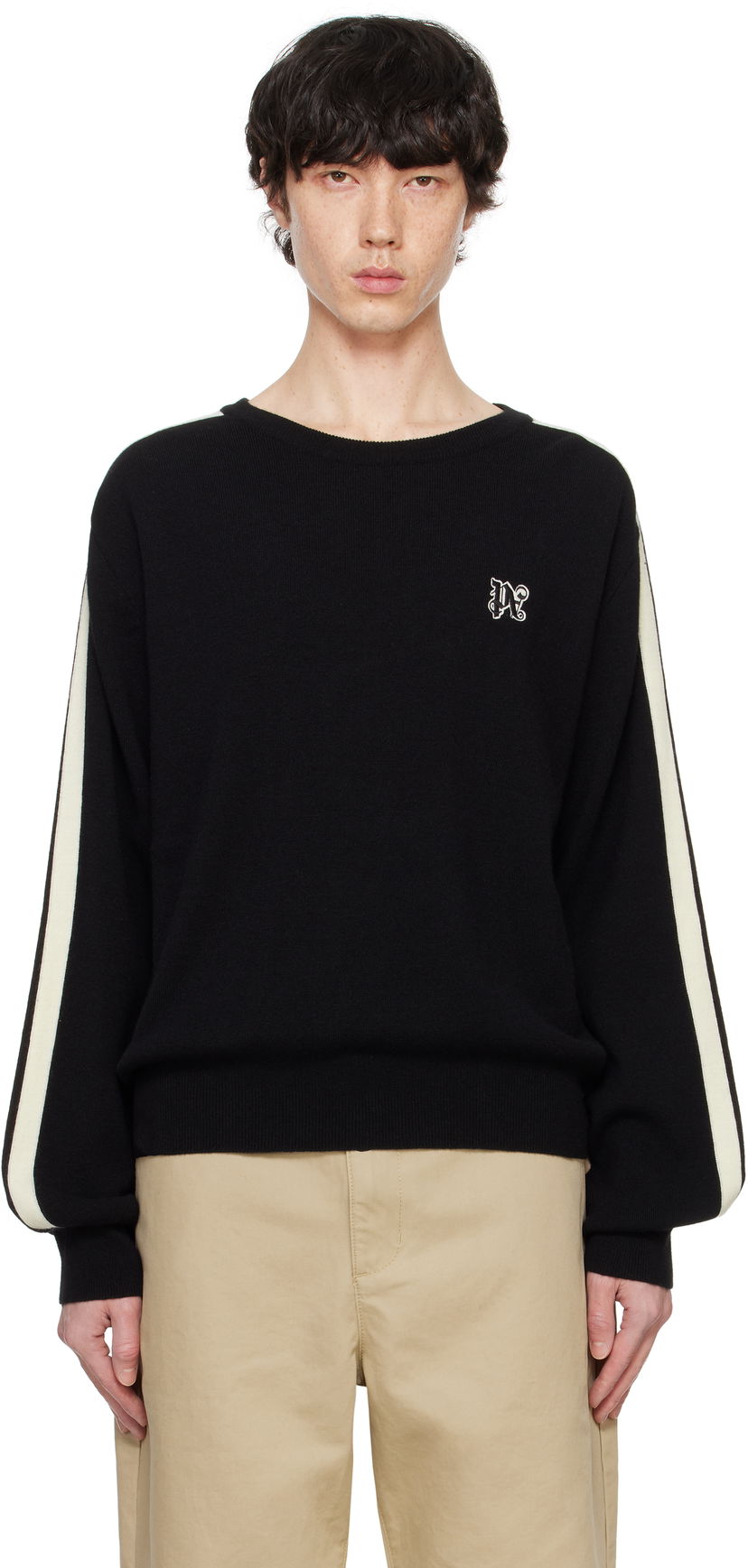 Cветр Palm Angels Track Crewneck Sweater чорний | PMHE075F24KNI0011003